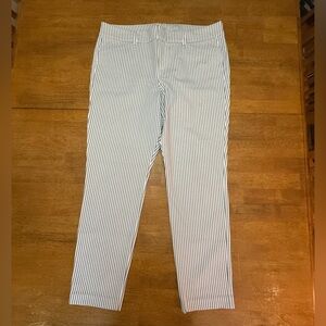 Old Navy Striped Ankle Pants in White and Blue